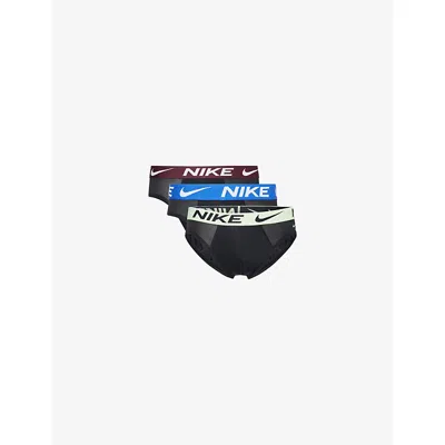 Nike Mens Essential Micro Pack Of Three Jersey Hip Briefs Blk Volt/gme Ryl/burg In Black