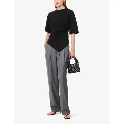 The Frankie Shop Womens Gelso Pleated Woven-twill Trousers Dark Grey Melange Xs In Gray