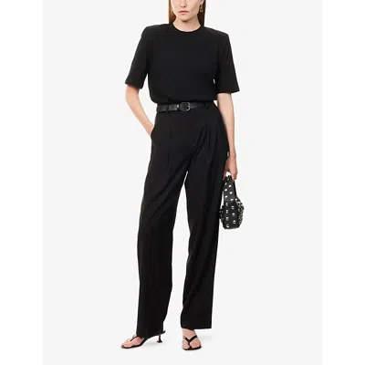 The Frankie Shop Womens Carrington Padded-shoulder Cotton-jersey T-shirt Black In Black