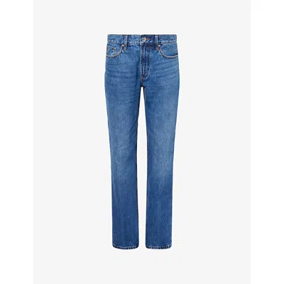 Emporio Armani Mens Distressed-hem Straight-leg Denim Jeans Medium Blue Denim In Blue