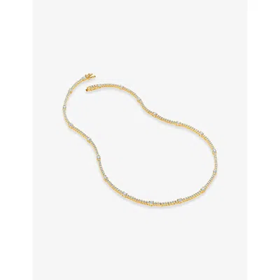 Carat London Womens Phoebe 18ct Yellow Gold Vermeil And Cubic-zirconia Tennis Necklace