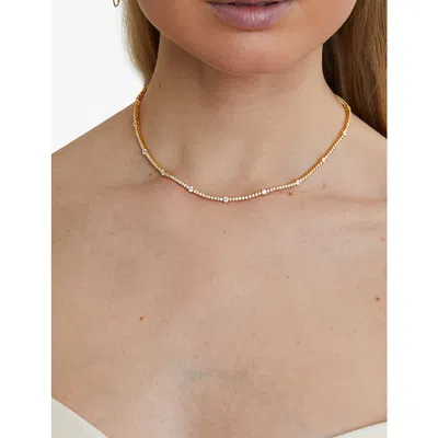Carat London Womens Phoebe 18ct Yellow Gold Vermeil And Cubic-zirconia Tennis Necklace