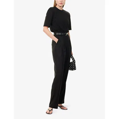 The Frankie Shop Womens Gelso Pleated Woven-twill Trousers Black In Black