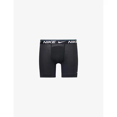 Nike Mens Ultra Comfort Pack Of Three Jersey Boxer Briefs Blk - Dusty/monarch/blk In Black