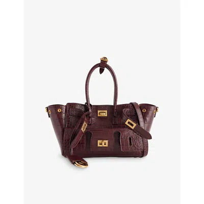 Balenciaga Womens Bel Air Carry All Mini Leather Top-handle Bag Dark Burgundy