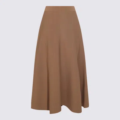 Max Mara Beige Lazio Midi Skirt In Brown