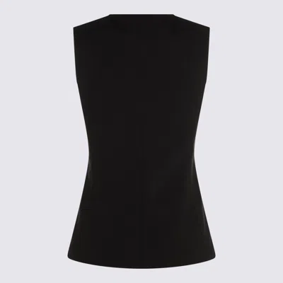 Max Mara Tailored Black Waistcoat With Deep V-neckline And Button Detail