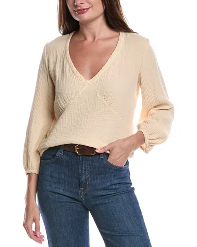 Nation Ltd Maribeth Balloon Sleeve V-neck Top In Neutral