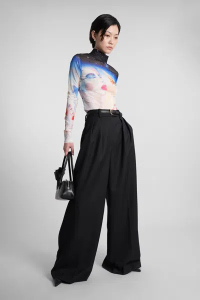 Casablanca Artistic Sleeve Print With Sheer High Neck In Multi