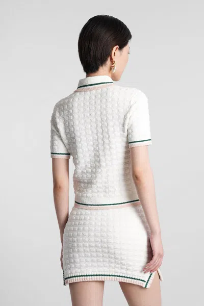 Casablanca Textured Cotton Polo Shirt With Contrast Collar In White