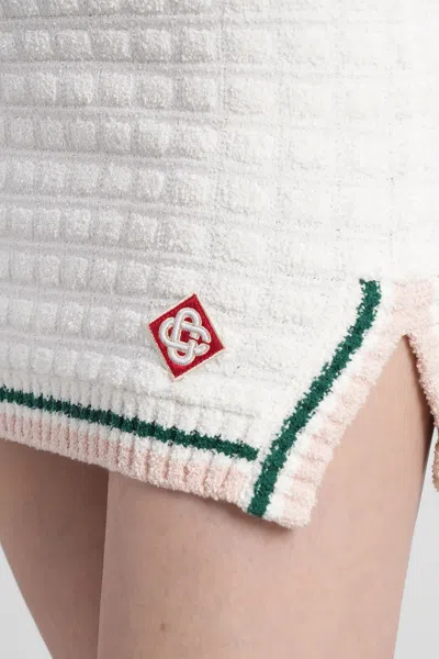 Casablanca Check Boucle Cotton Mini Skirt In White