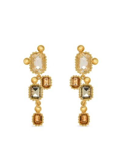 Oscar De La Renta ビーズ エメラルドカット ピアス In Gold