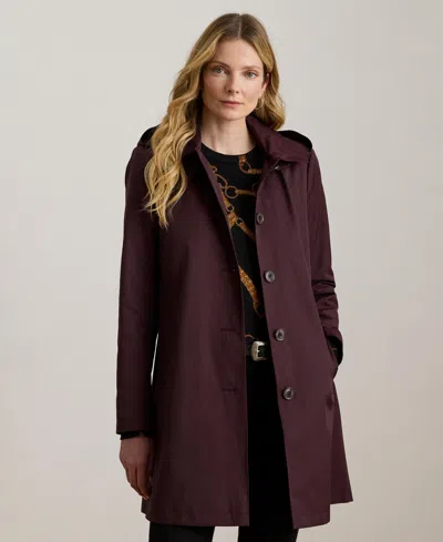 Ralph Lauren Womens Hooded A-line Raincoat
