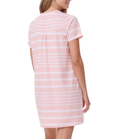 Tommy Hilfiger Women's Printed Short-sleeve Sleepshirt In Pink