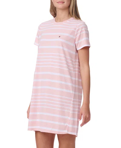 Tommy Hilfiger Women's Printed Short-sleeve Sleepshirt In Pink