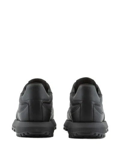 Emporio Armani Asv Recycled Nylon Sneakers With Regenerated Saffiano Details In Black