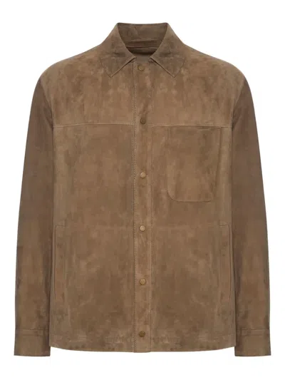 绒面皮衬衫式夹克