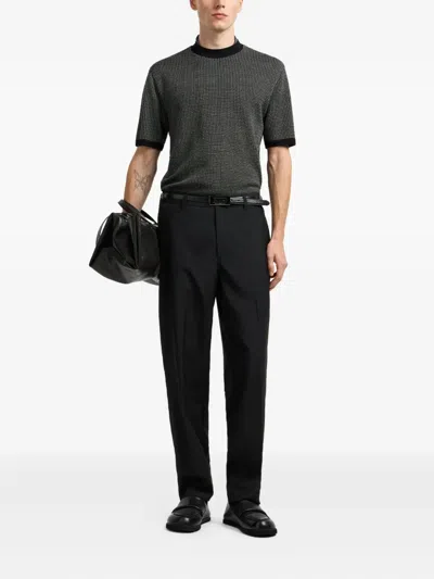 Emporio Armani Virgin-wool Jumper With Two-tone Jacquard Micro Motif In Multi