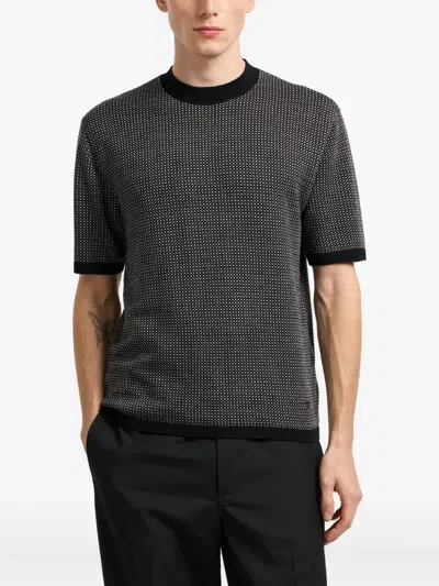 Emporio Armani Virgin-wool Jumper With Two-tone Jacquard Micro Motif In Multi