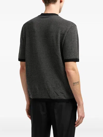 Emporio Armani Virgin-wool Jumper With Two-tone Jacquard Micro Motif In Multi