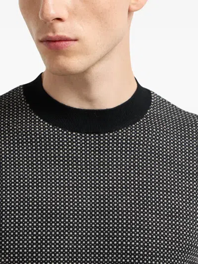 Emporio Armani Virgin-wool Jumper With Two-tone Jacquard Micro Motif In Multi