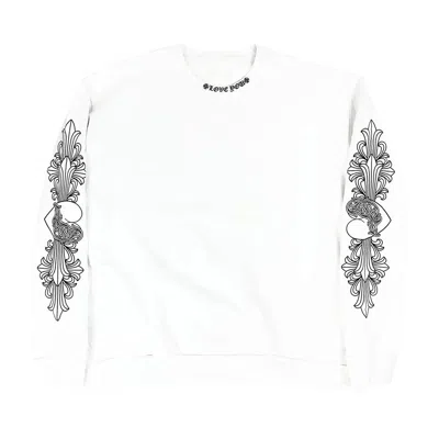 Pre-owned Chrome Hearts Love You Floral Crewneck Sweatshirt 'white' | Men's Size Xl