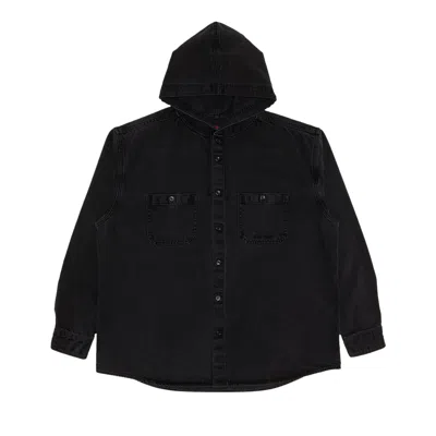 Pre-owned Supreme Hooded Denim Shirt 'black' | Men's Size Xl