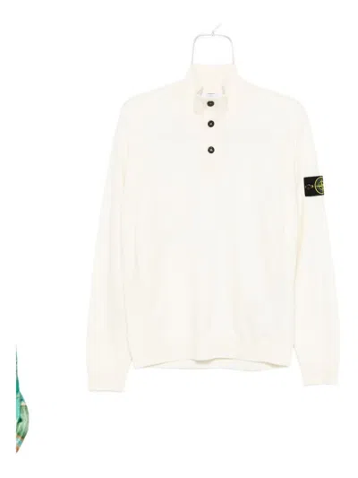 Stone Island High-neck Sweater With Button Closure In Neutral
