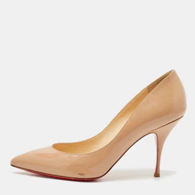 Pre-owned Christian Louboutin Beige Patent Leather Piou Piou Pumps Size 38