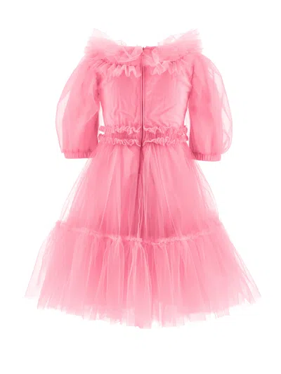 Monnalisa Ruffled Tulle Dress In Pink