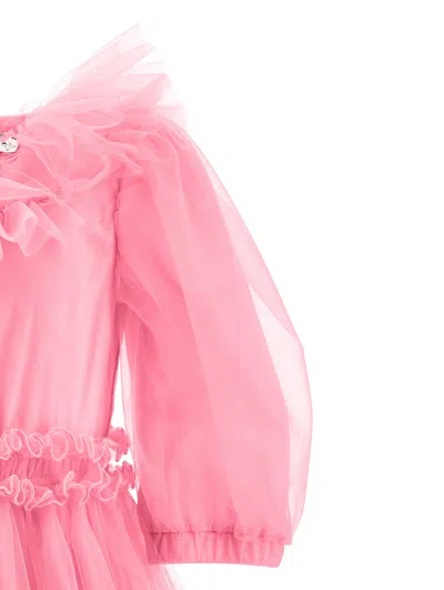 Monnalisa Ruffled Tulle Dress In Pink