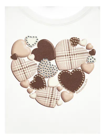 Monnalisa Heart T-shirt With Applications In White