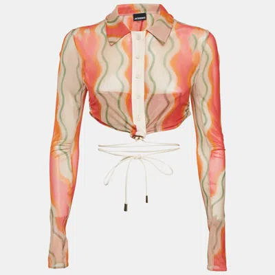 Pre-owned Jacquemus Multicolor Mesh Le Raphia La Chemise Abaca Crop Top L