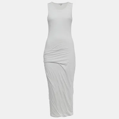 Pre-owned Standard James Perse White Jersey Ruche Midi Dress S