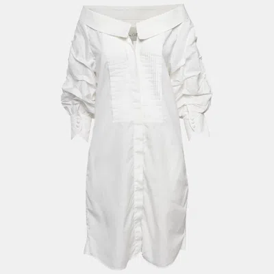 Pre-owned Johanna Ortiz White Cotton Button Front Jo March Dress S
