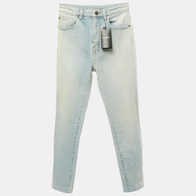 Pre-owned Saint Laurent Light Blue Faded Denim Skinny Jeans M Waist 27"