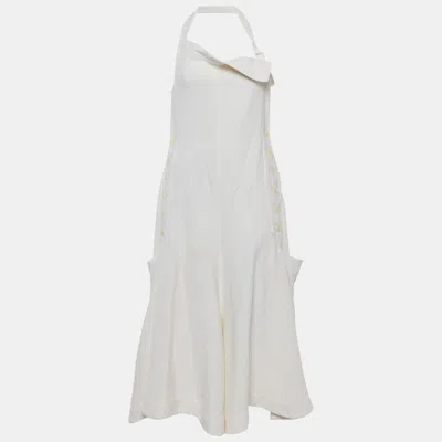 Pre-owned Jacquemus Off-white Wool Blend Adjustable Long La Collectionneuse Apron Dress M