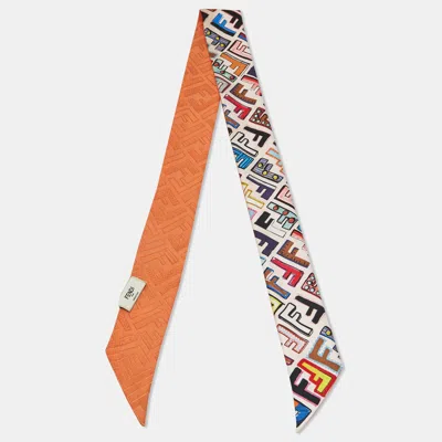 Pre-owned Fendi Orange Print Silk Wrappy Bandeau