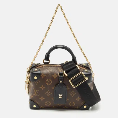 Pre-owned Louis Vuitton Black Monogram Canvas And Leather Petite Malle Souple Bag