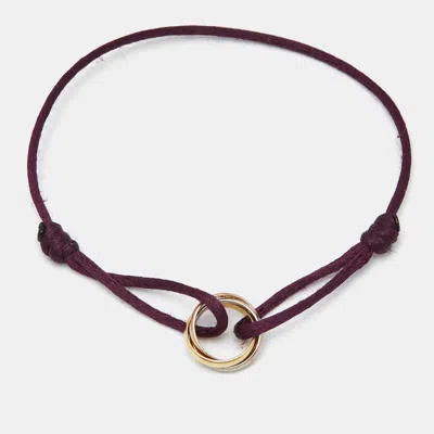 Pre-owned Cartier Trinity 18k Three Tone Gold Adjustable Cord Bracelet