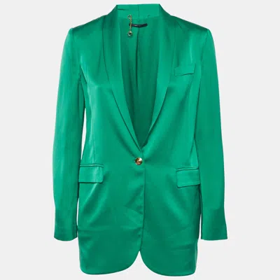 Pre-owned Gucci Green Satin Single Breasted Blazer M
