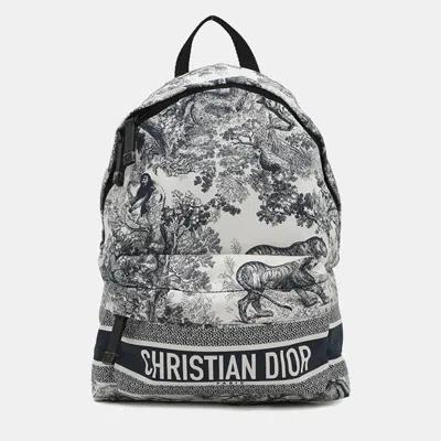 Pre-owned Dior Travel Small White/navy Nylon Backpack In Blue