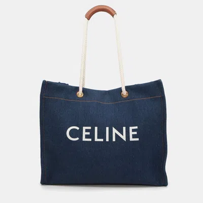 Pre-owned Celine Square Cabas Tote Navy/tan 196992djd.07at Denim