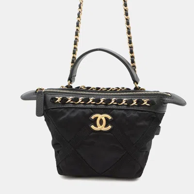Pre-owned Chanel Cc Logo Chain Shoulder Pouch Blackap2669 Nylon Leather
