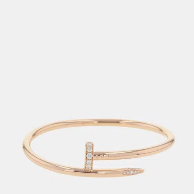 Pre-owned Cartier Juste Un Clou 18k Rose Gold And Diamond Bangle Bracelet