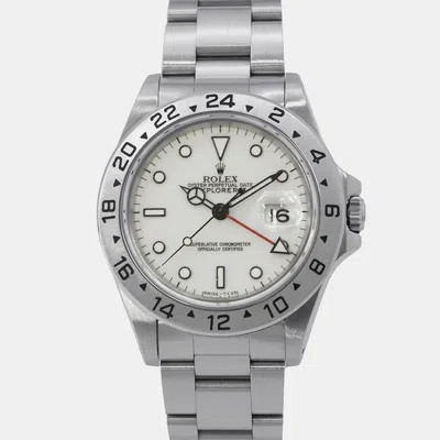 Pre-owned Rolex Explorer Ii 16570 Automatic White Stainless Steel Men's Wristwatch 40 Mm