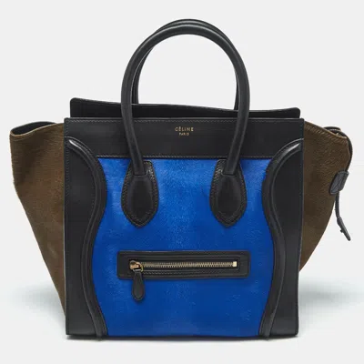 Pre-owned Celine Tricolor Calf Hair And Leather Mini Luggage Tote In Multi