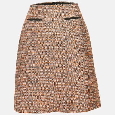 Pre-owned Hugo Boss Multicolor/orange Tweed Mini Skirt S