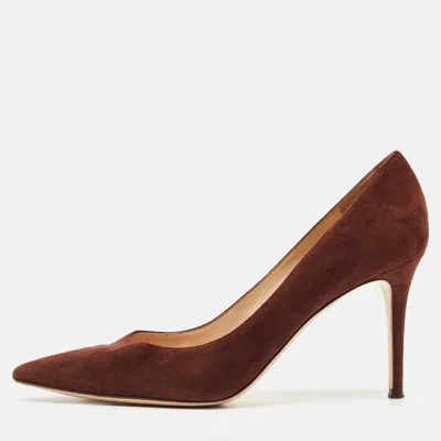 Pre-owned Gianvito Rossi Dark Brown Suede Gianvito 105 Pointed Toe Pumps Size 41