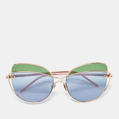 Pre-owned Pomellato Blue/green Pm0056s Butterfly Sunglasses